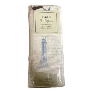 Avanti Antigua Seaside Coastal Nautical Lighthouse cloth Napkins Lot 4 20” NEW
